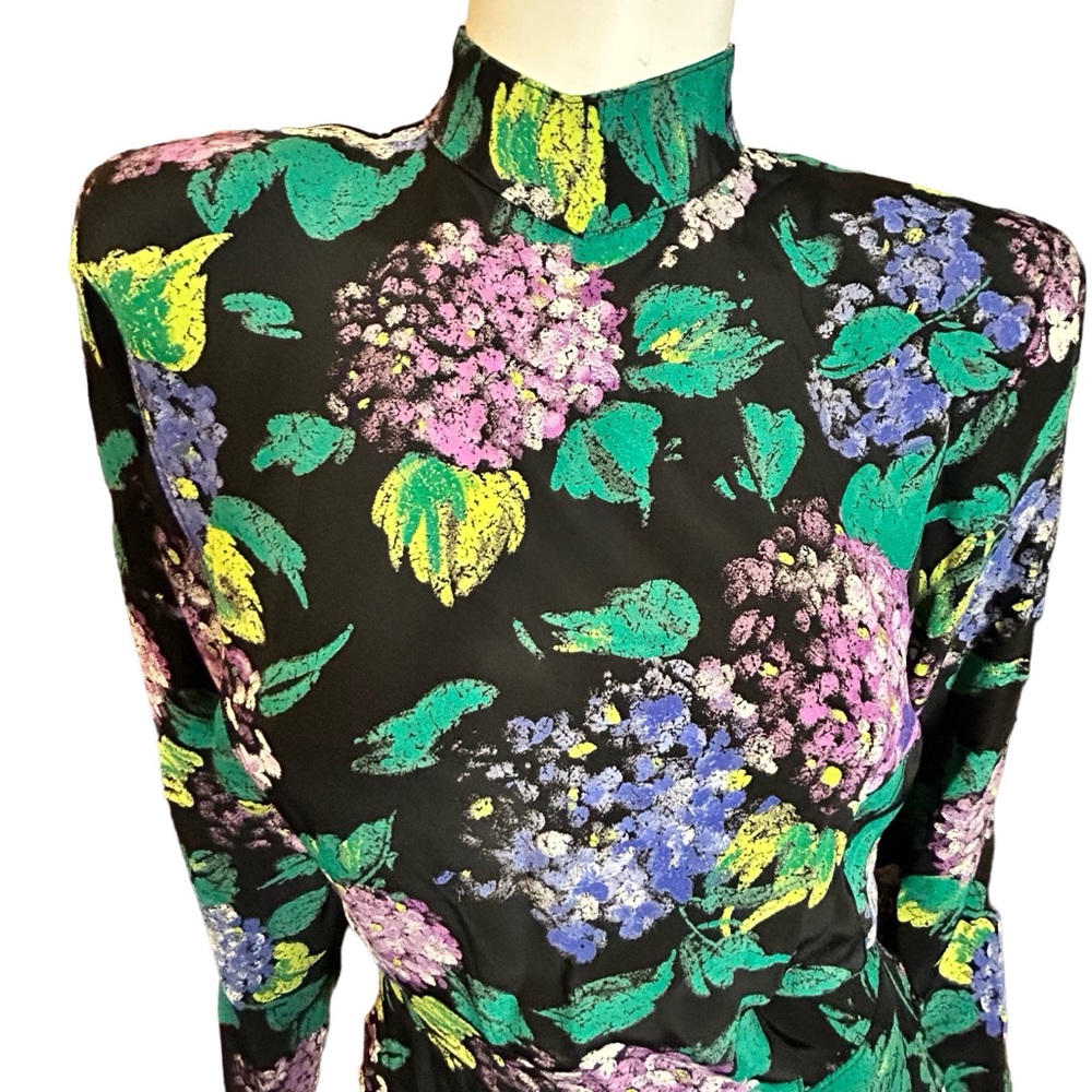 Vintage 80s Michelle Stuart Floral Dress Small - Picture 3 of 12